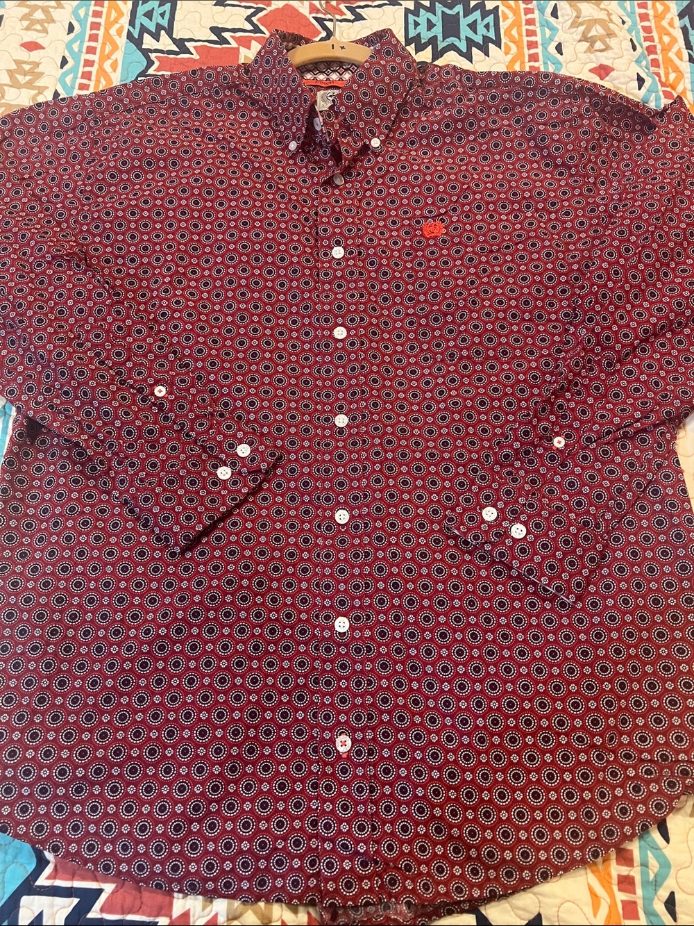 Cinch Men's Red Geometric Button-Down Shirt